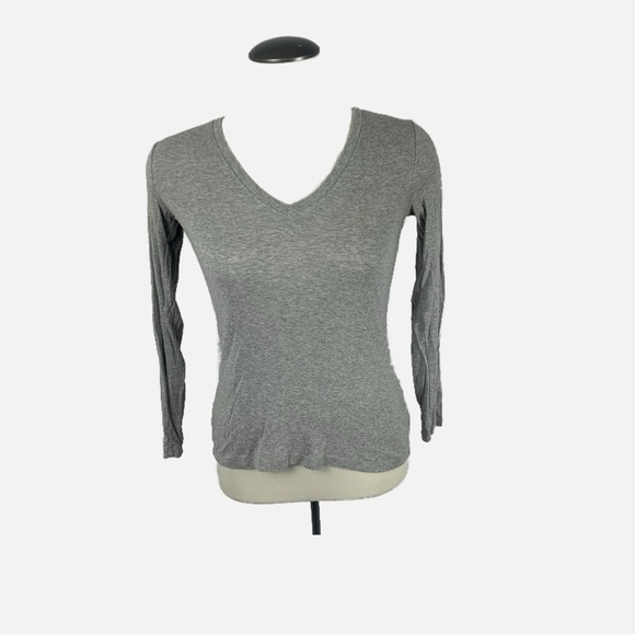 GAP Tops - GAP Supersoft V-Neck Long Sleeve Tee (XS) – Pima Cotton Modal, Light Grey